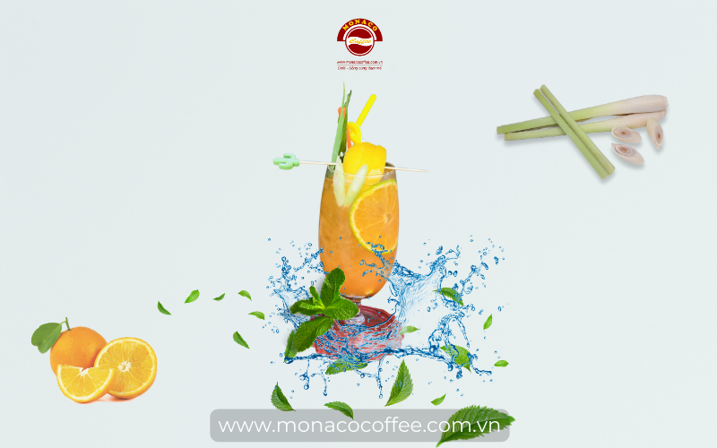 Trà đào cảm sả - công thức mới được nhiều người ưa thích. 